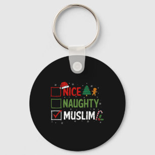 Naughty Nice Muslim Christmas Pyjamas Santa Claus  Key Ring