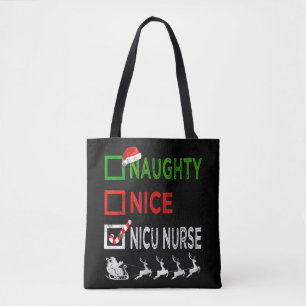 Naughty Nice Nicu Nurse Christmas Pajamas Funny Sa Tote Bag
