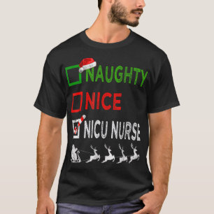 Naughty Nice Nicu Nurse Christmas Pyjamas Funny Sa T-Shirt