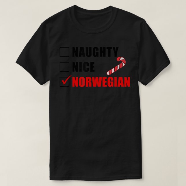 Naughty Nice Norwegian Candy Cane Christmas Santa  T-Shirt (Design Front)
