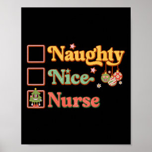 Naughty Nice Nurse Christmas List Groovy Poster