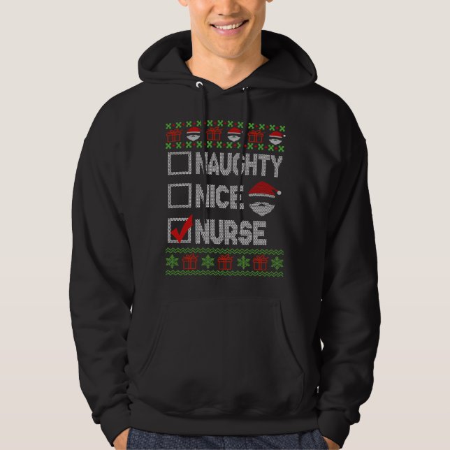 Naughty Nice Nurse Xmas Santa Ugly Sweater Funny C (Front)