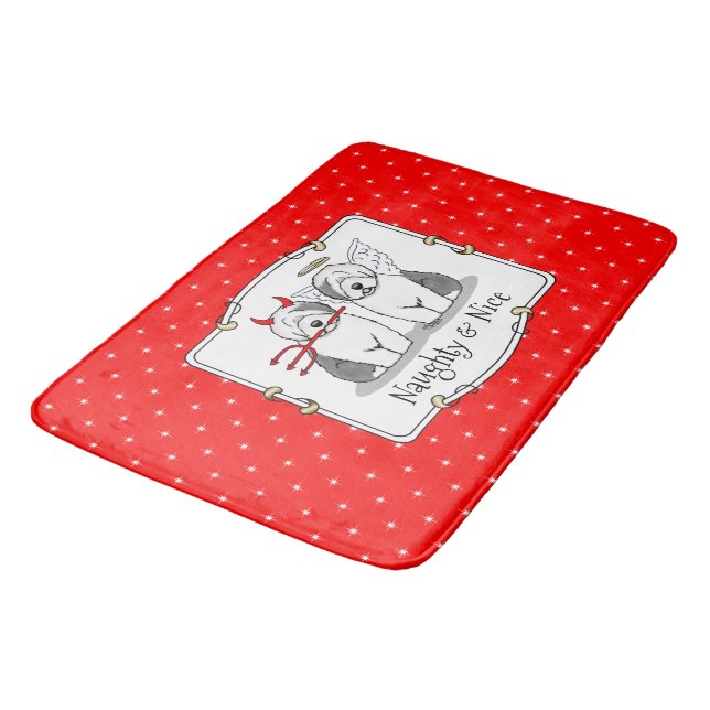 Naughty & Nice Old English Sheepdogs (Grey 1) Bath Mat (Angled)