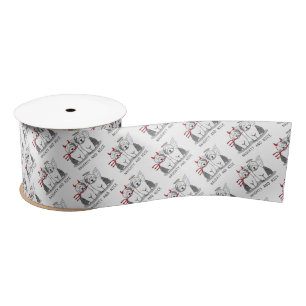 Naughty & Nice Old English Sheepdogs (Grey 1) Satin Ribbon