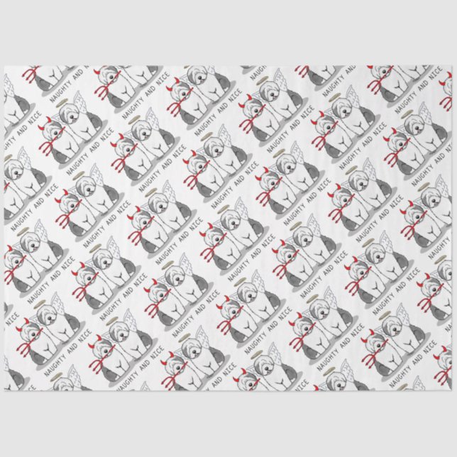 Naughty & Nice Old English Sheepdogs (Grey 1) Tissue Paper (Front)