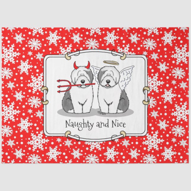 Naughty & Nice Old English Sheepdogs (Grey 1) Tissue Paper (Front)