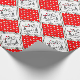 Naughty & Nice Old English Sheepdogs (Grey 1) Wrapping Paper