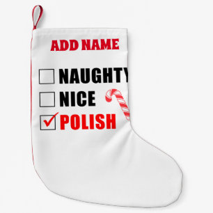 Naughty Nice Polish Personalised Small Christmas Stocking