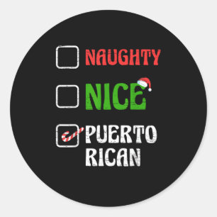 Naughty Nice Puertorican Santa Holiday Sweet  Classic Round Sticker