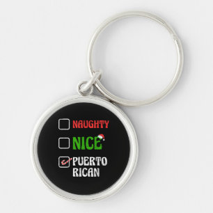 Naughty Nice Puertorican Santa Holiday Sweet Key Ring