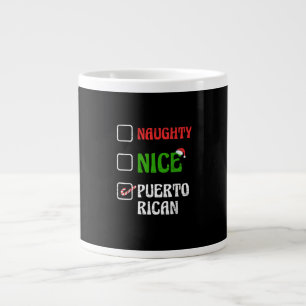 Naughty Nice Puertorican Santa Holiday Sweet Large Coffee Mug