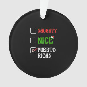 Naughty Nice Puertorican Santa Holiday Sweet Ornament