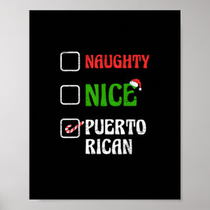 Naughty Nice Puertorican Santa Holiday Sweet Poster
