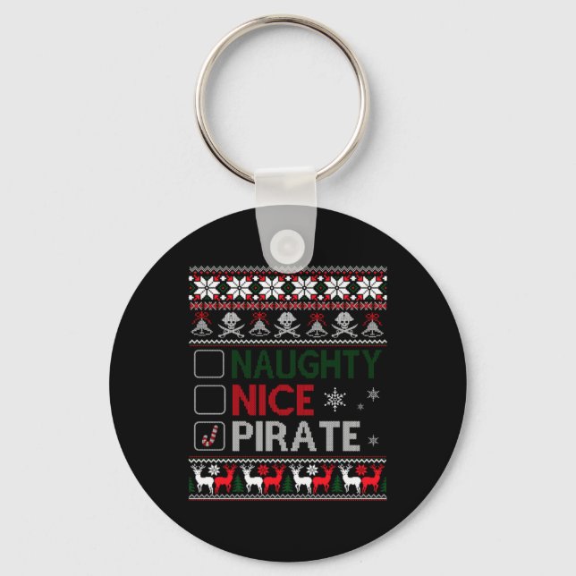 Naughty Nice Rate Funny Christmas Checklist Ugly T Key Ring (Front)