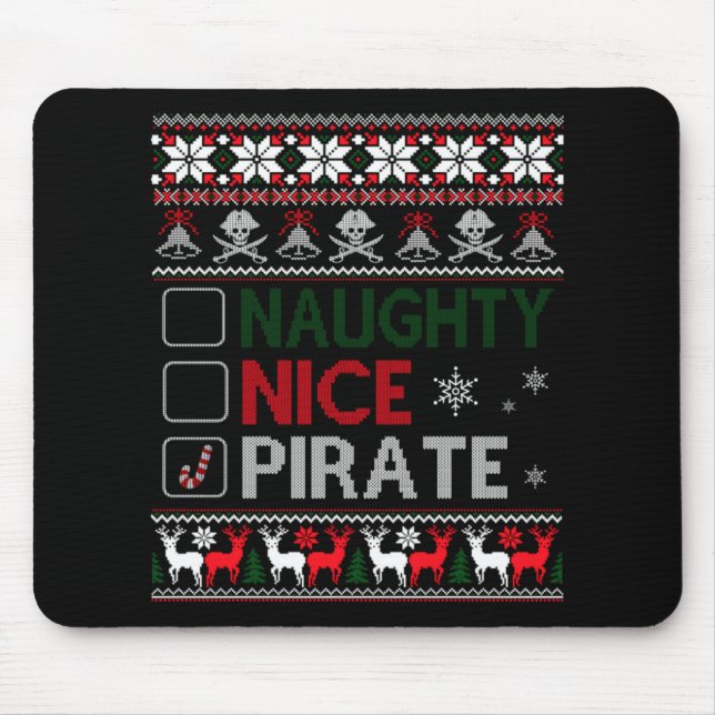 Naughty Nice Rate Funny Christmas Checklist Ugly T Mouse Mat (Front)