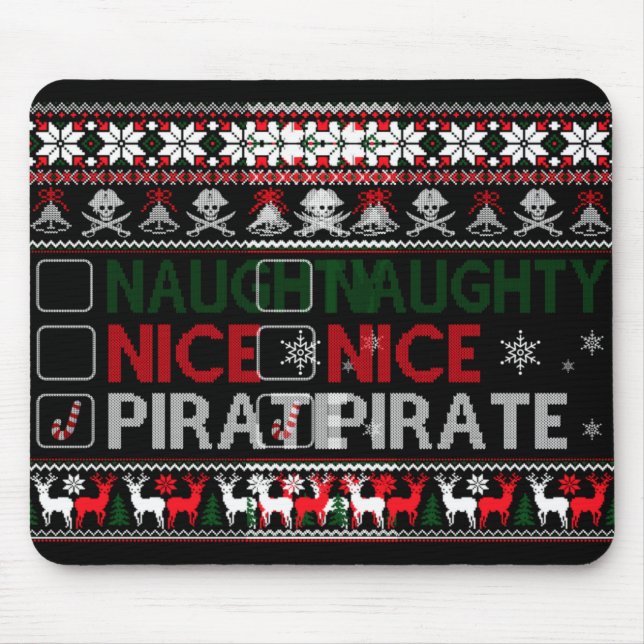 Naughty Nice Rate Funny Christmas Checklist Ugly T Mouse Mat (Front)