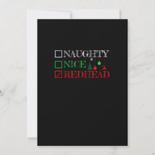 Naughty Nice Redhead Christmas Funny Holiday Card