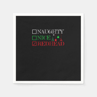 Naughty Nice Redhead Christmas Funny Holiday Napkin