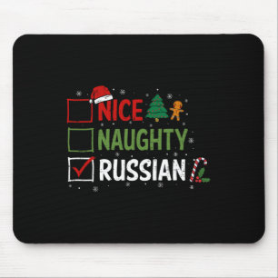 Naughty Nice Russian Christmas Pyjamas Santa Claus Mouse Mat