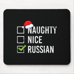 Naughty Nice Russian Shirt Santa Funny Russia Chri Mouse Mat