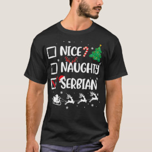 Naughty Nice Serbian Christmas Funny Santa Hat Xma T-Shirt