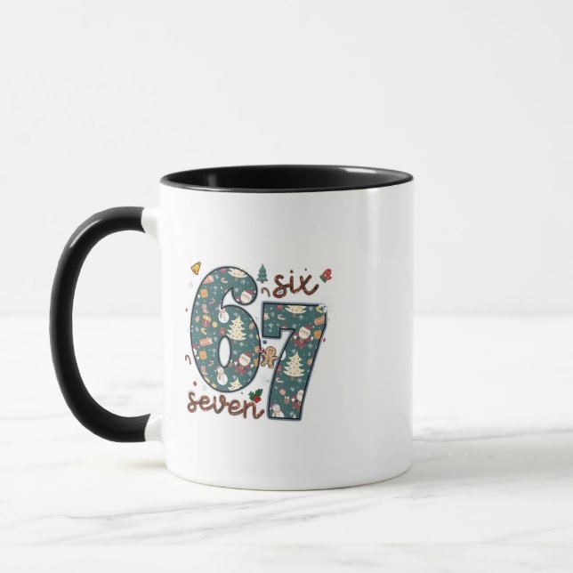 Naughty Nice Six Seven 67 Brainrot Christmas Mug (Left)