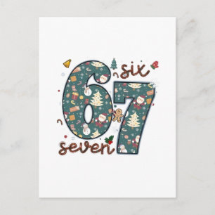 Naughty Nice Six Seven 67 Brainrot Christmas Postcard