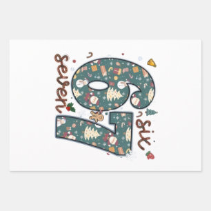 Naughty Nice Six Seven 67 Brainrot Christmas Wrapping Paper Sheet