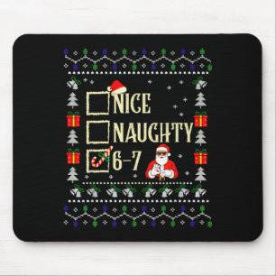 Naughty Nice Six Seven Kids Ugly Christmas Sweater Mouse Mat