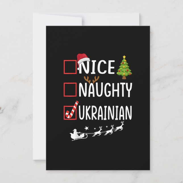 Naughty Nice ukrainian Christmas Pyjamas Santa Cla Invitation (Front)