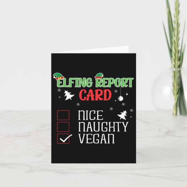 Naughty Nice Vegan Report Card Matching Christmas  (Front)