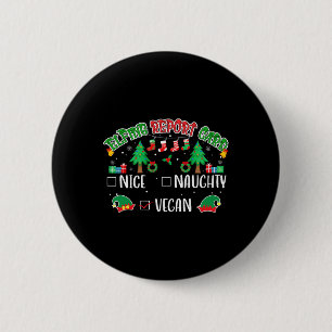 Naughty Nice Vegan Report Card Matching Christmas 6 Cm Round Badge