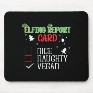 Naughty Nice Vegan Report Card Matching Christmas Mouse Mat