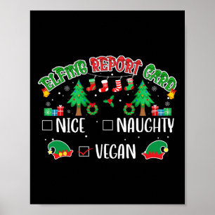 Naughty Nice Vegan Report Card Matching Christmas  Poster