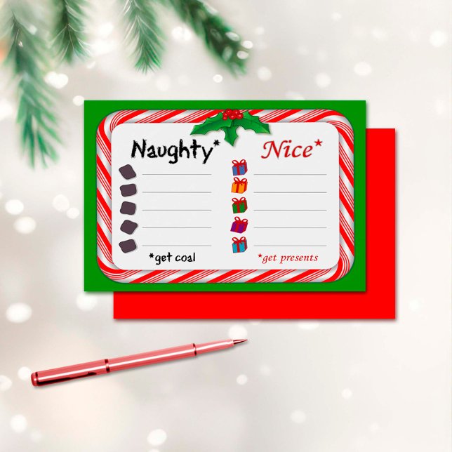 Naughty or Nice 3.5" x 2.5" Profile Card (Go ahead...name names! They know who they are! The Naughty get coal. Nice ones get presents. )