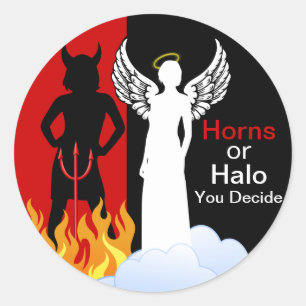 Naughty or Nice Angel Devil Classic Round Sticker