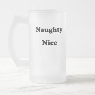 Naughty or Nice black funny Frosted Glass Beer Mug