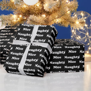Naughty or nice black white modern funny cute wrapping paper
