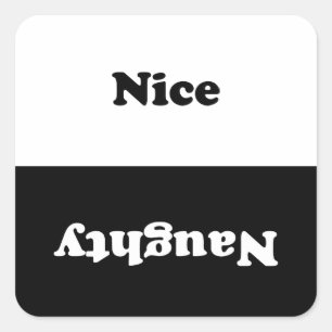 Naughty or Nice black white modern typography fun Square Sticker