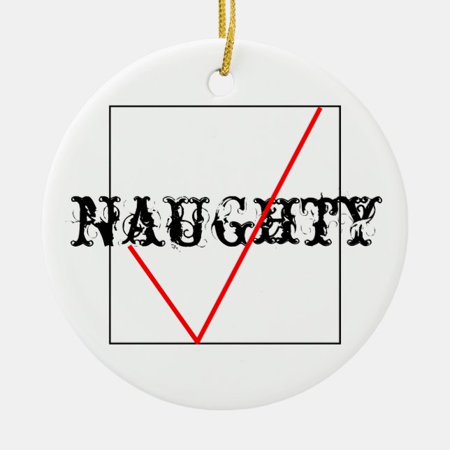 Naughty Or Nice Ceramic Tree Decoration (Front)