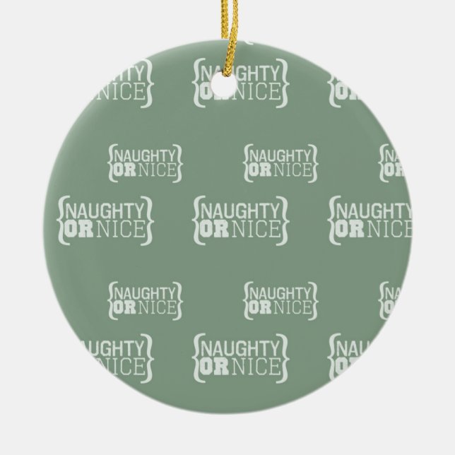 Naughty or Nice Ceramic Tree Decoration (Front)