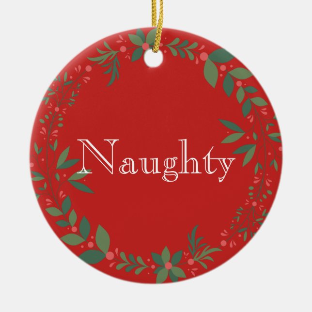 Naughty or Nice Christmas Ceramic Tree Decoration (Front)