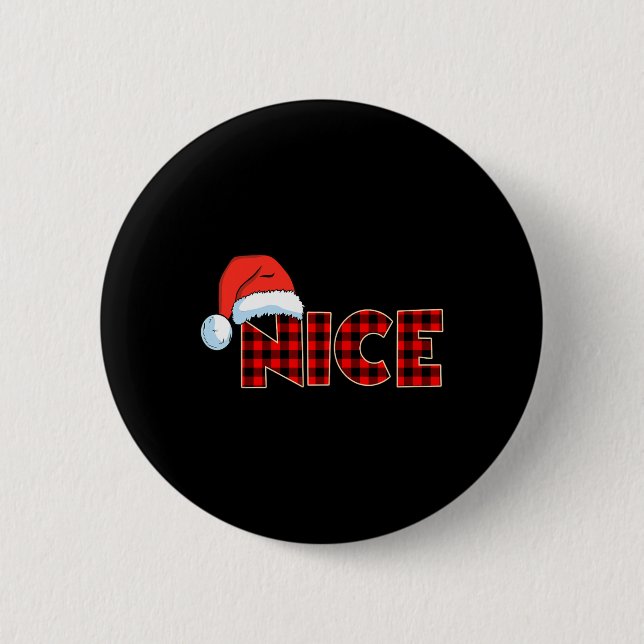Naughty Or Nice Christmas Couple Buffalo Red Plaid 6 Cm Round Badge (Front)