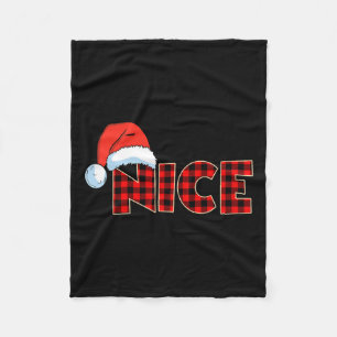 Naughty Or Nice Christmas Couple Buffalo Red Plaid Fleece Blanket