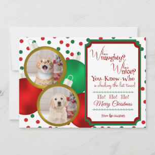 Naughty or Nice Christmas Flat Holiday Card
