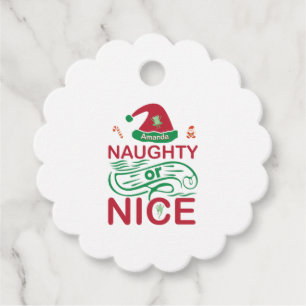  Naughty or Nice Christmas Frogs with Santa Design Favour Tags