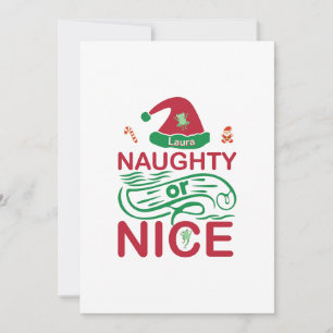  Naughty or Nice Christmas Frogs with Santa Design Invitation