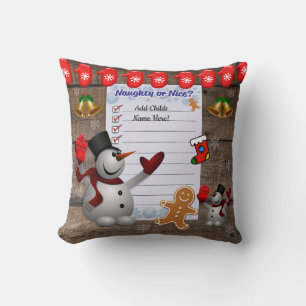 Naughty Or Nice Christmas List Frosty The Snowman Cushion