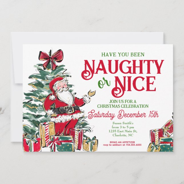Naughty or Nice Christmas Party Invite (Front)