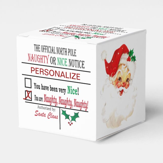 Naughty or Nice Christmas Santa Favour Box (Front Side)